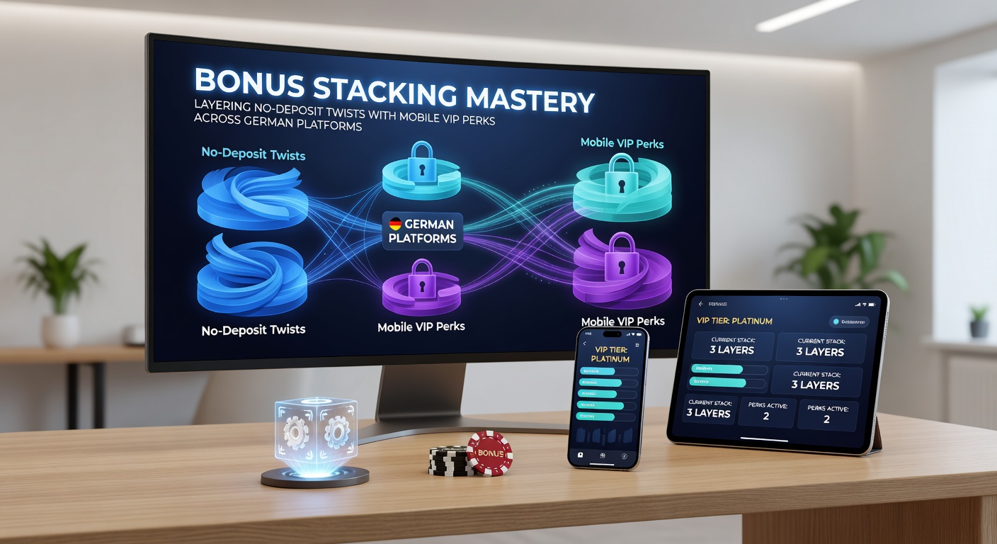 Mobiltelefon-Display mit VIP-Leveln, Cashback-Icons und Bonus-Stacks auf einer deutschen Casino-App