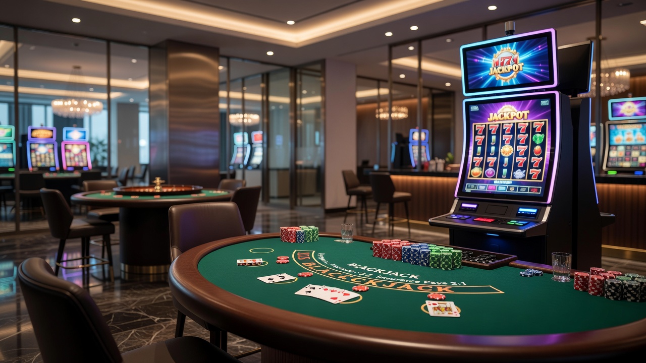Digitale Casino-Spiele auf einem Tablet mit verschiedenen Slots und Tischspielen