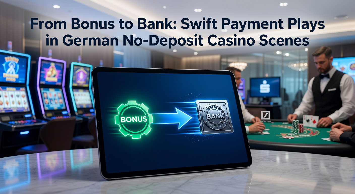 Grafik zeigt den Weg vom Casino-Bonus direkt aufs Bankkonto mit Blitz-Symbolen für schnelle Überweisungen