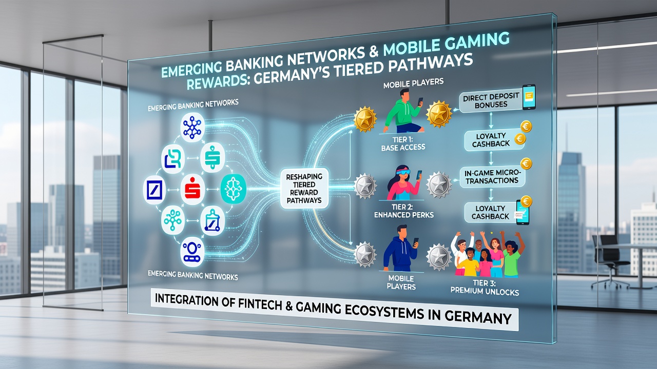 Mobile App-Oberfläche mit gestaffelten Belohnungen und Bankintegration in deutschen Gaming-Venues