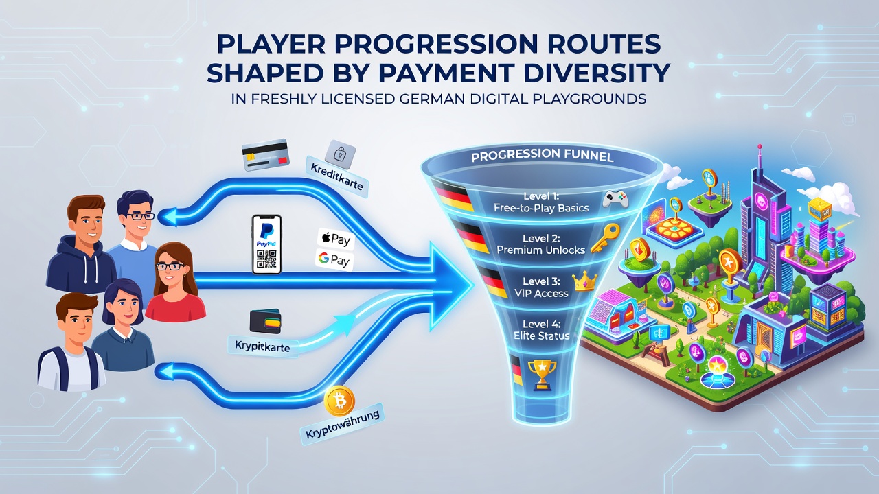 Grafik zu gestaffelten Prämien und Zahlungsvielfalt in deutschen digitalen Spielumgebungen